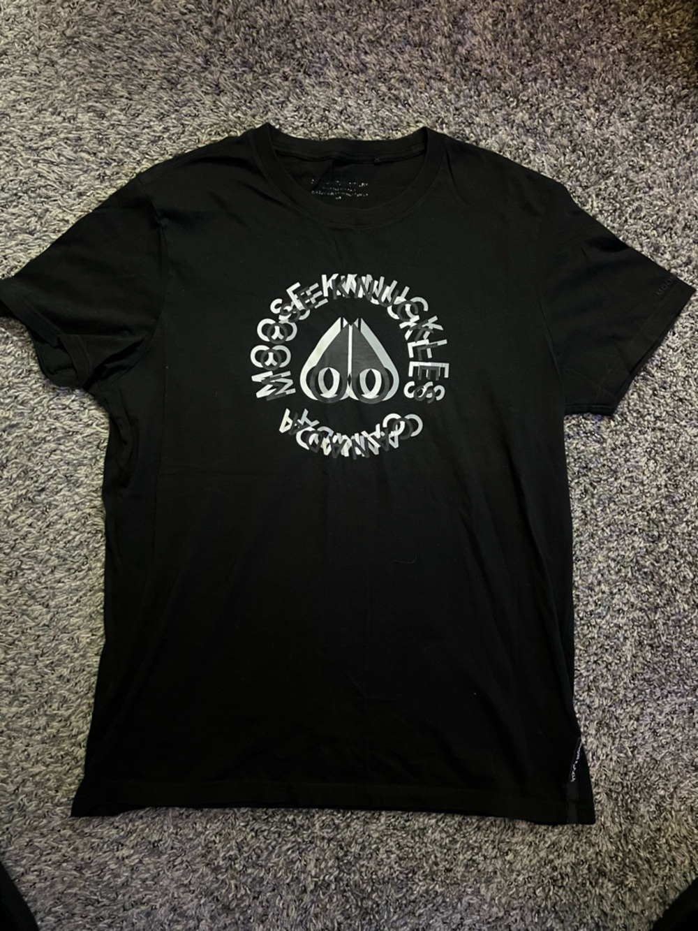 Moose Knuckles Black Short Sleeve Tee with Silver Logo